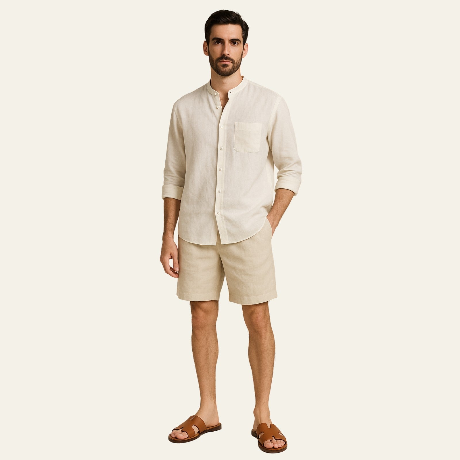 The Positano Linen Premium Shorts Set
