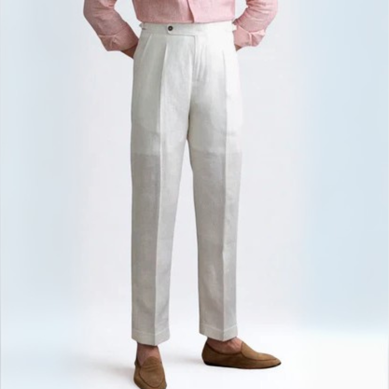 The Positano Linen Pleated Trouser