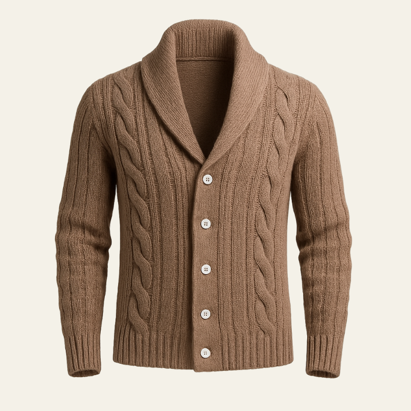The Devon Cable-Knit Shawl Cardigan