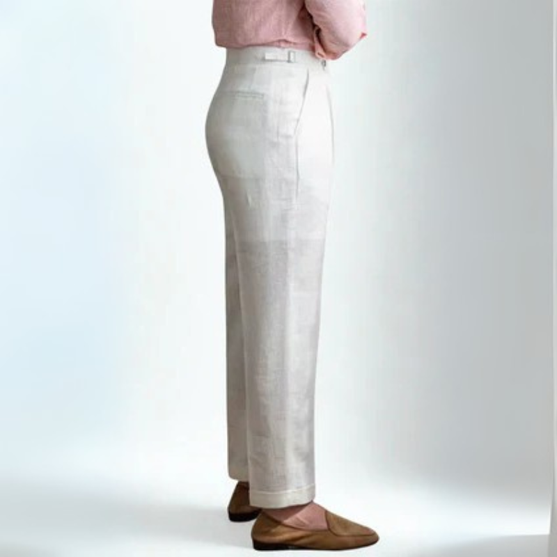 The Positano Linen Pleated Trouser