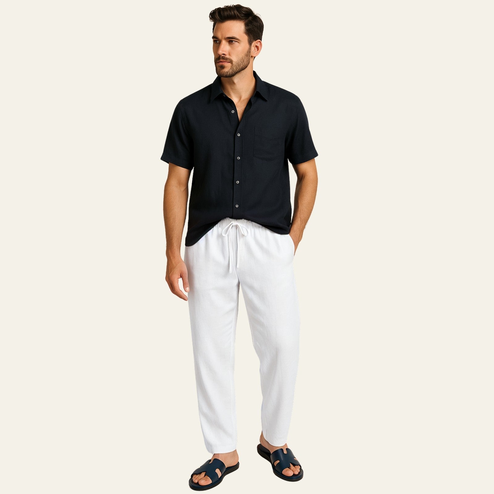 The Positano Linen Tailored Pantalon Set