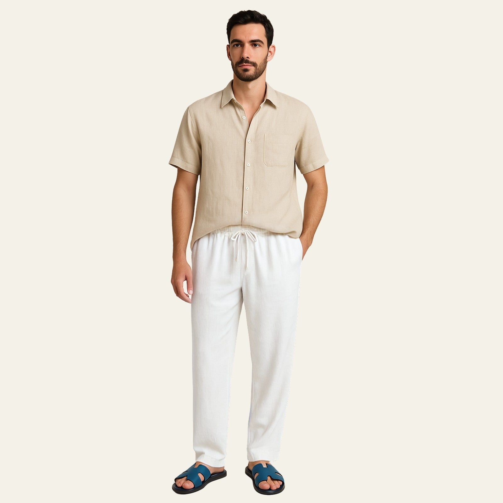 The Positano Linen Tailored Pantalon Set