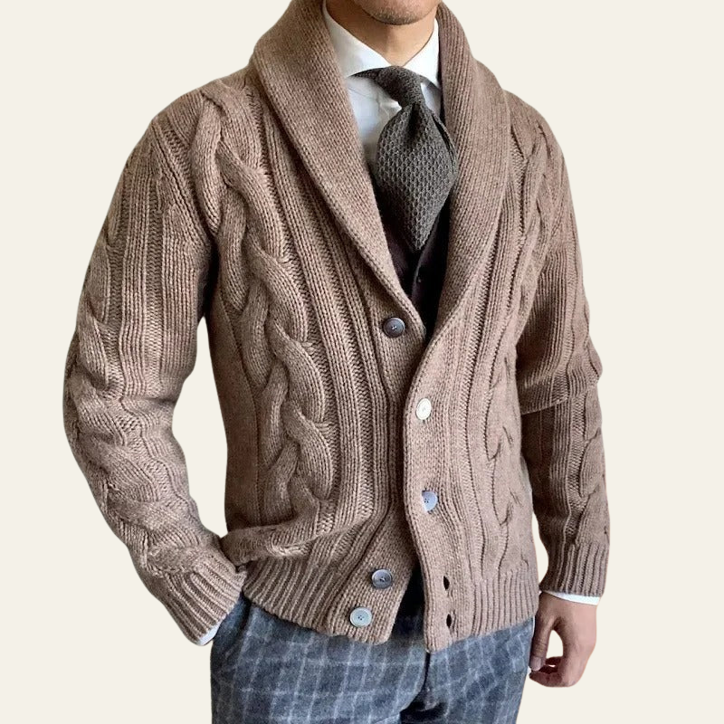 The Devon Cable-Knit Shawl Cardigan