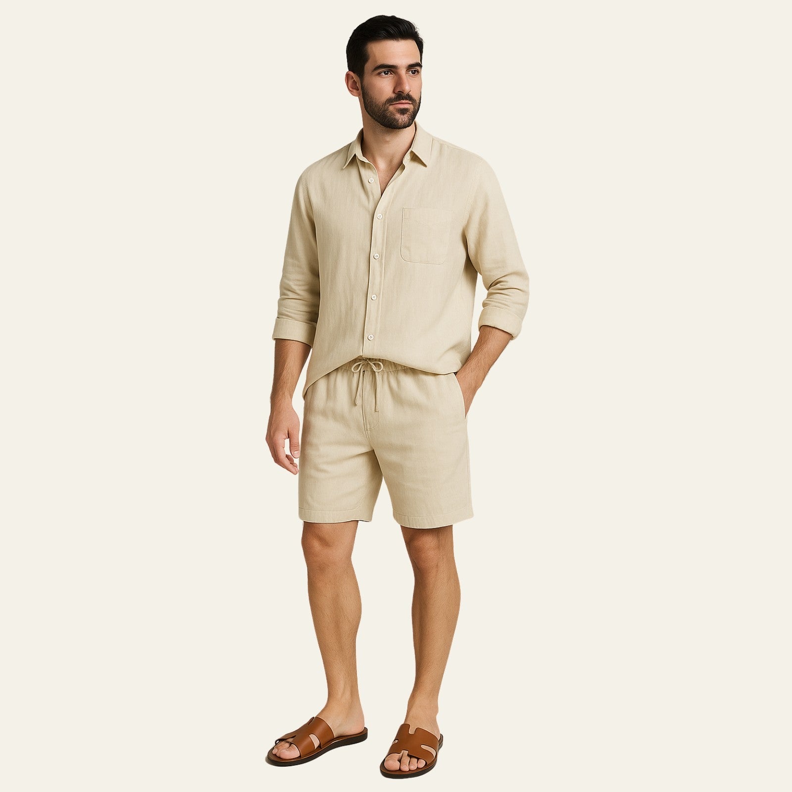 The Positano Linen Premium Shorts Set