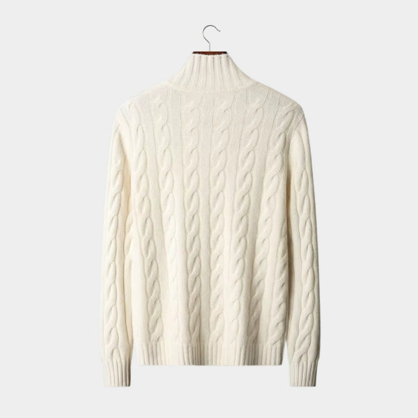 The Davos Merino Wool Cable Zip Knit