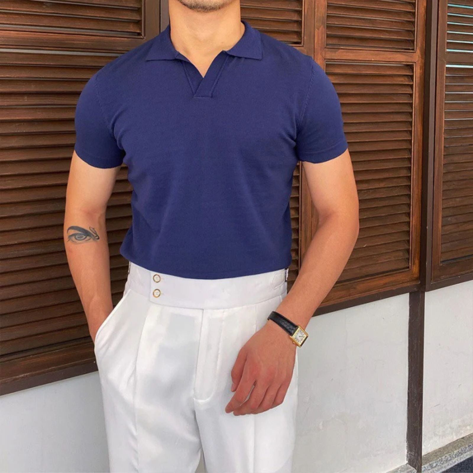 The Napoli Cotton V-Collar Polo