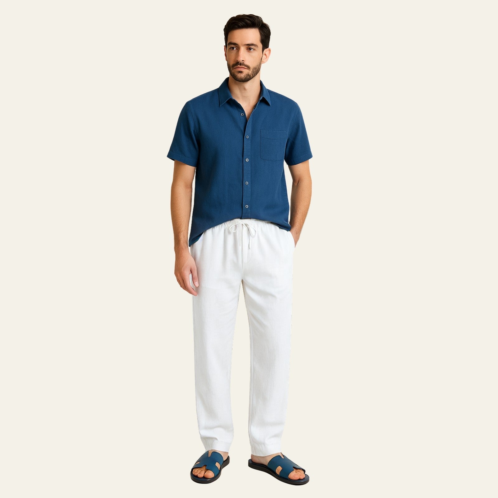 The Positano Linen Tailored Pantalon Set