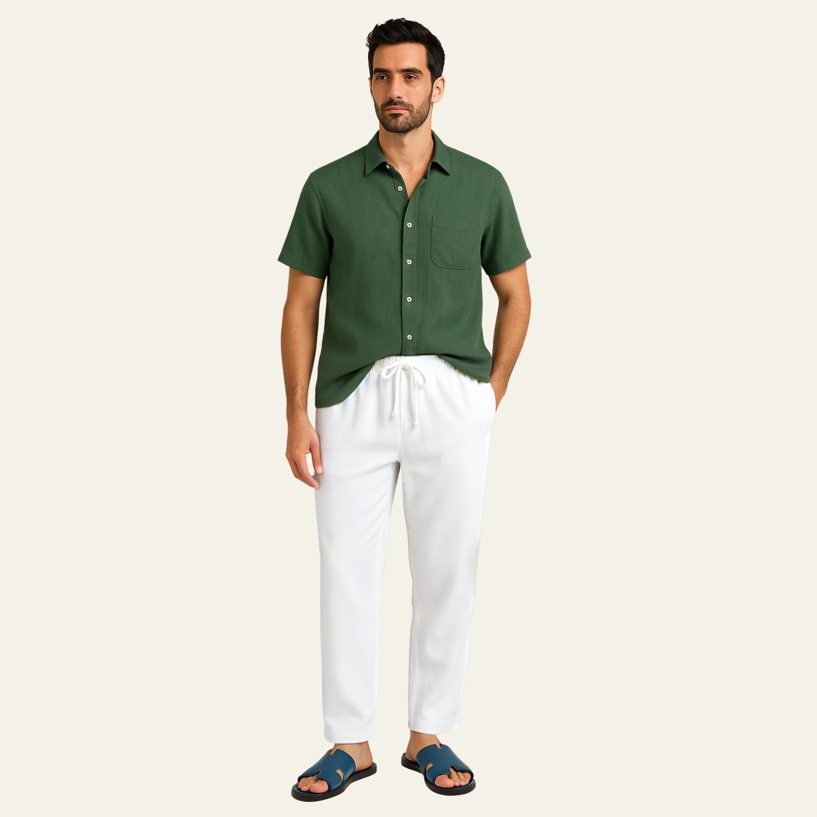 The Positano Linen Tailored Pantalon Set