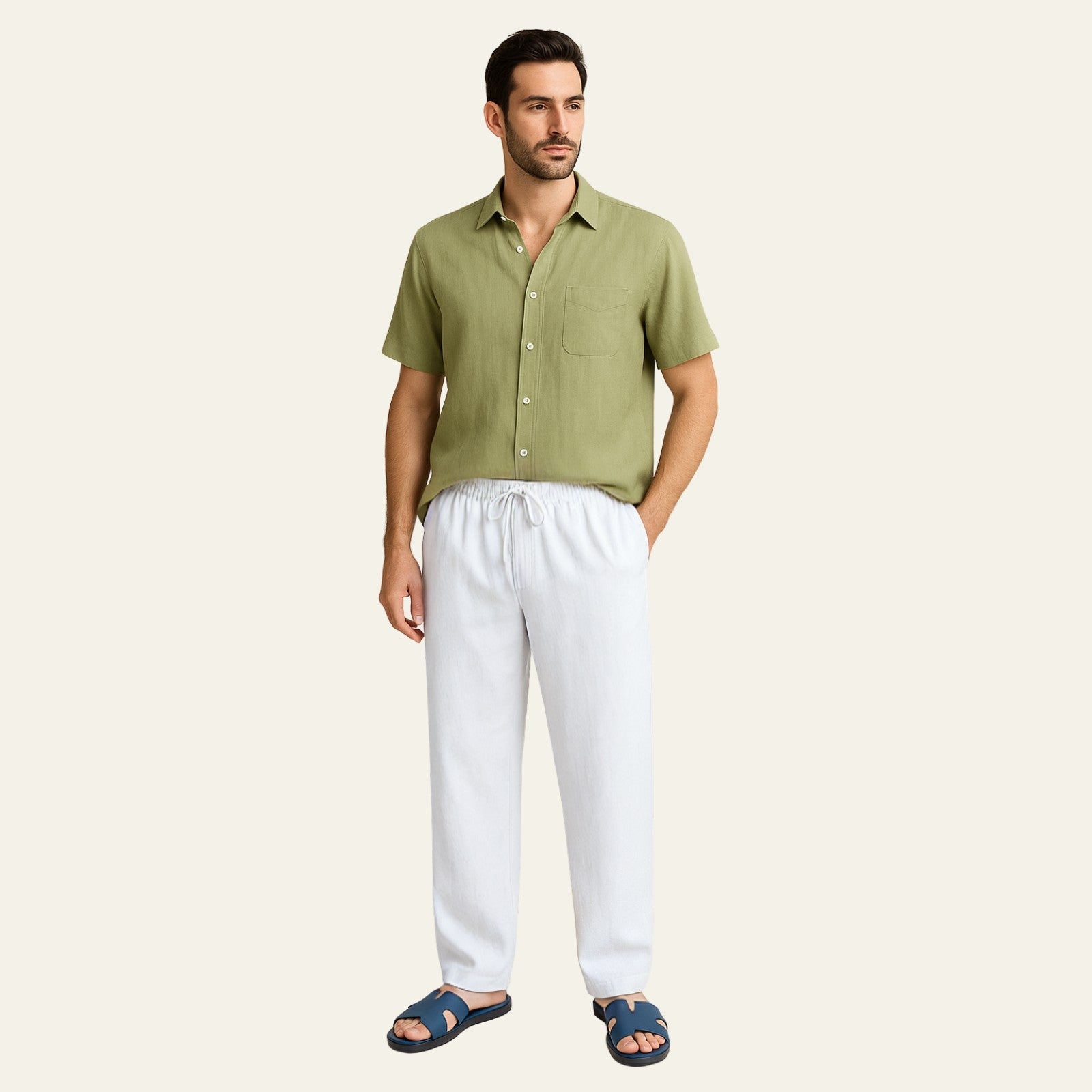 The Positano Linen Tailored Pantalon Set
