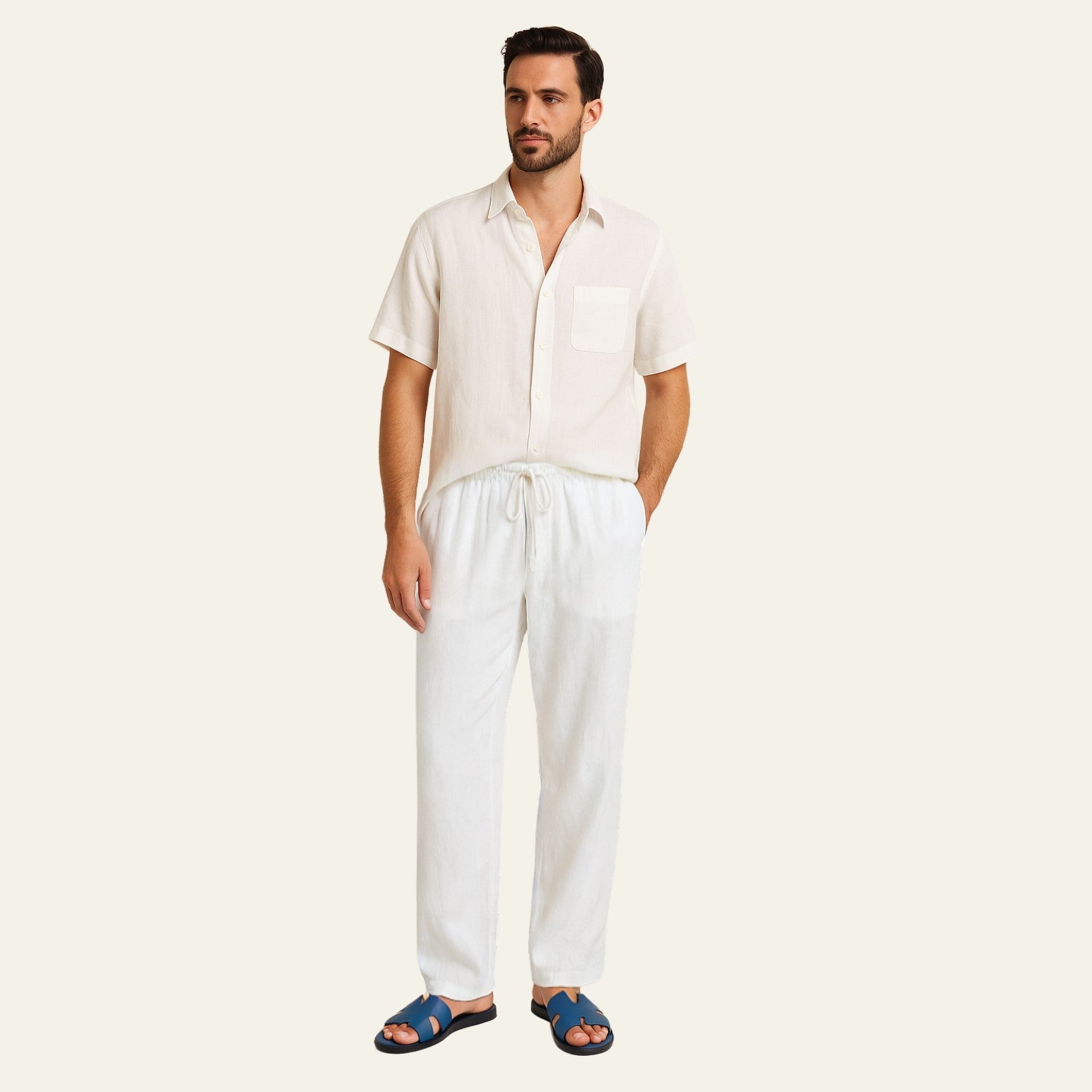 The Positano Linen Tailored Pantalon Set