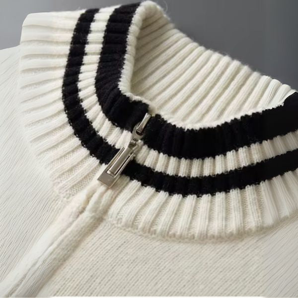 The Bordeaux Merino Wool Zip Knit