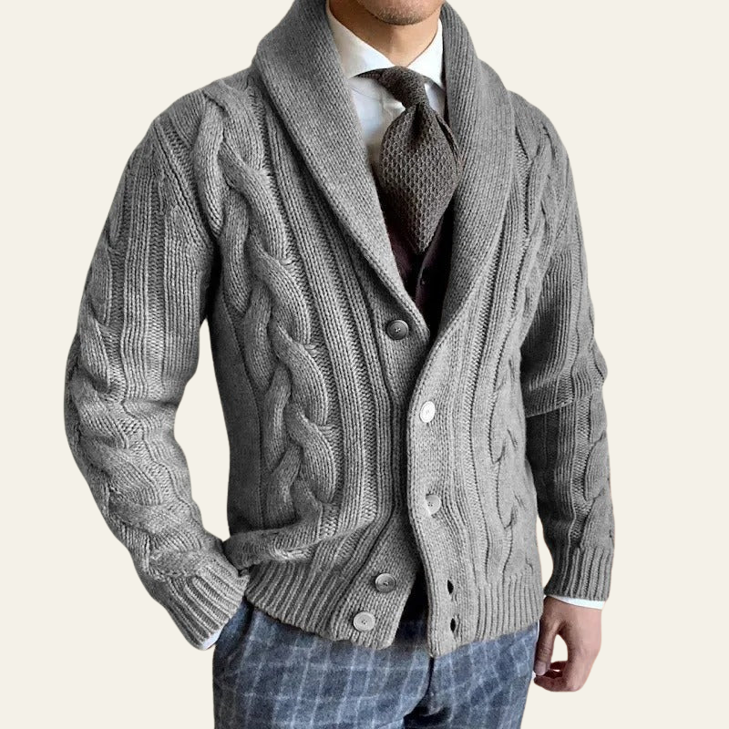 The Devon Cable-Knit Shawl Cardigan