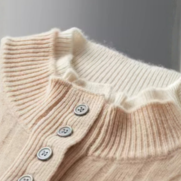 The Chamonix Merino Wool Button Mock Neck