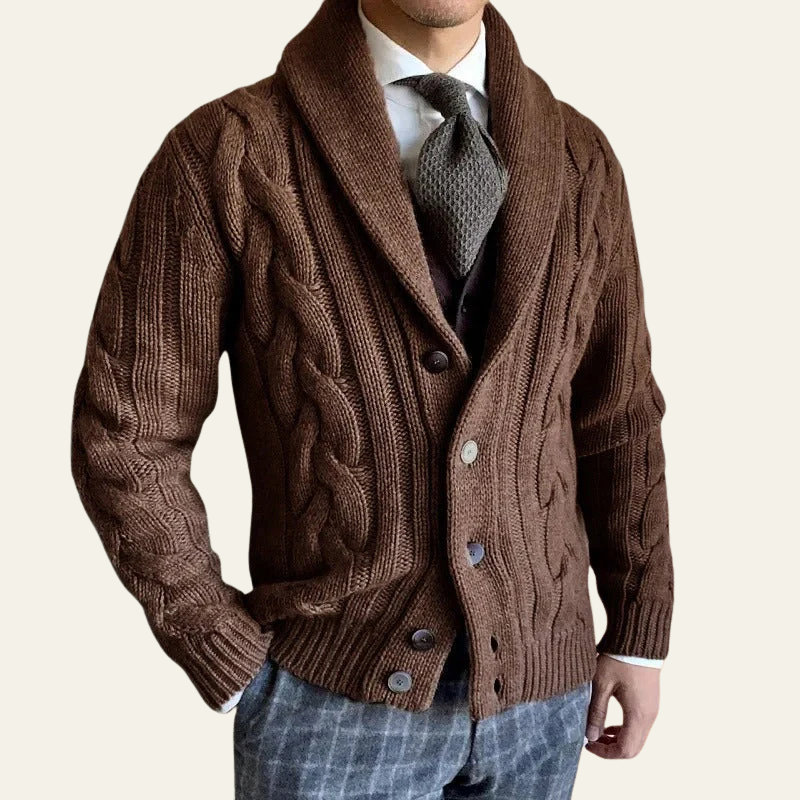 The Devon Cable-Knit Shawl Cardigan