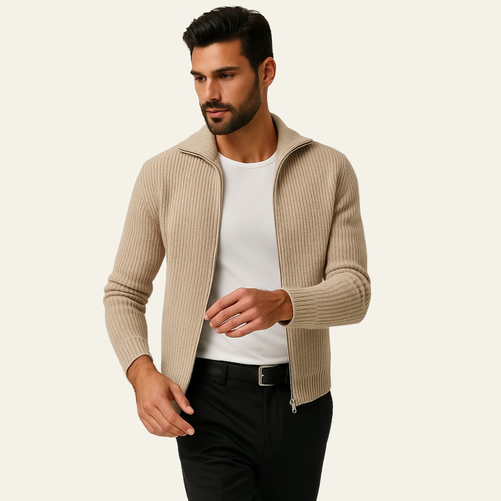 The Aspen Cashmere Ribbed Zip Vest