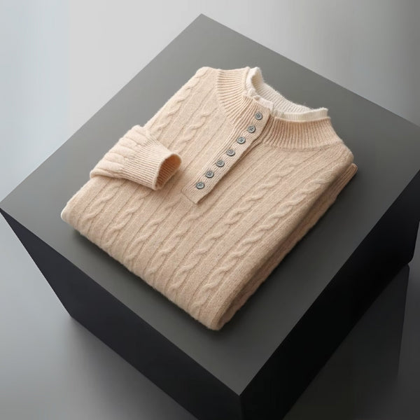 The Chamonix Merino Wool Button Mock Neck