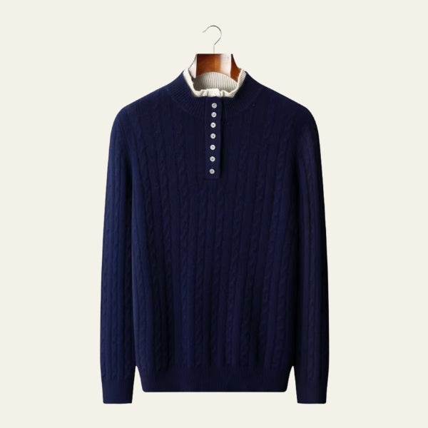 The Chamonix Merino Wool Button Mock Neck