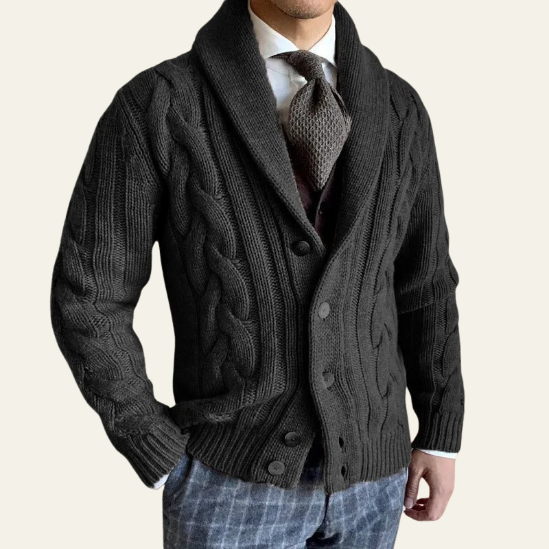The Devon Cable-Knit Shawl Cardigan