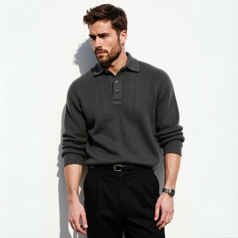 The Milan Herringbone Knit Polo