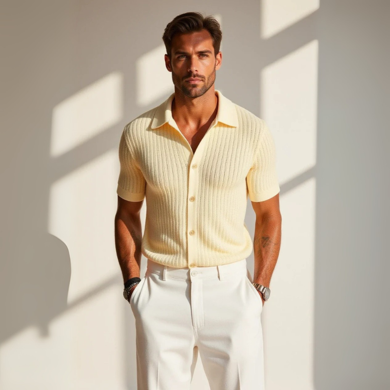 The Amalfi Lemon Cotton Knit Polo