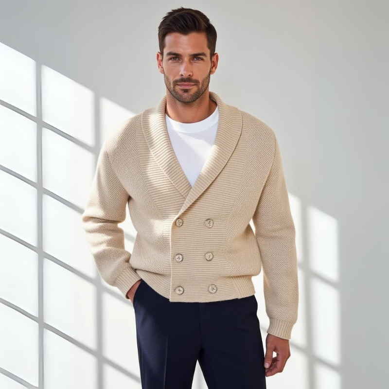 The Belluno Shawl Collar Knit Cardigan