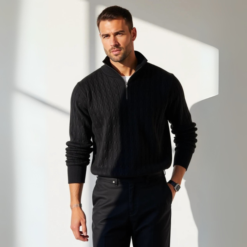 The Torino Textured Quarter-Zip Pullover