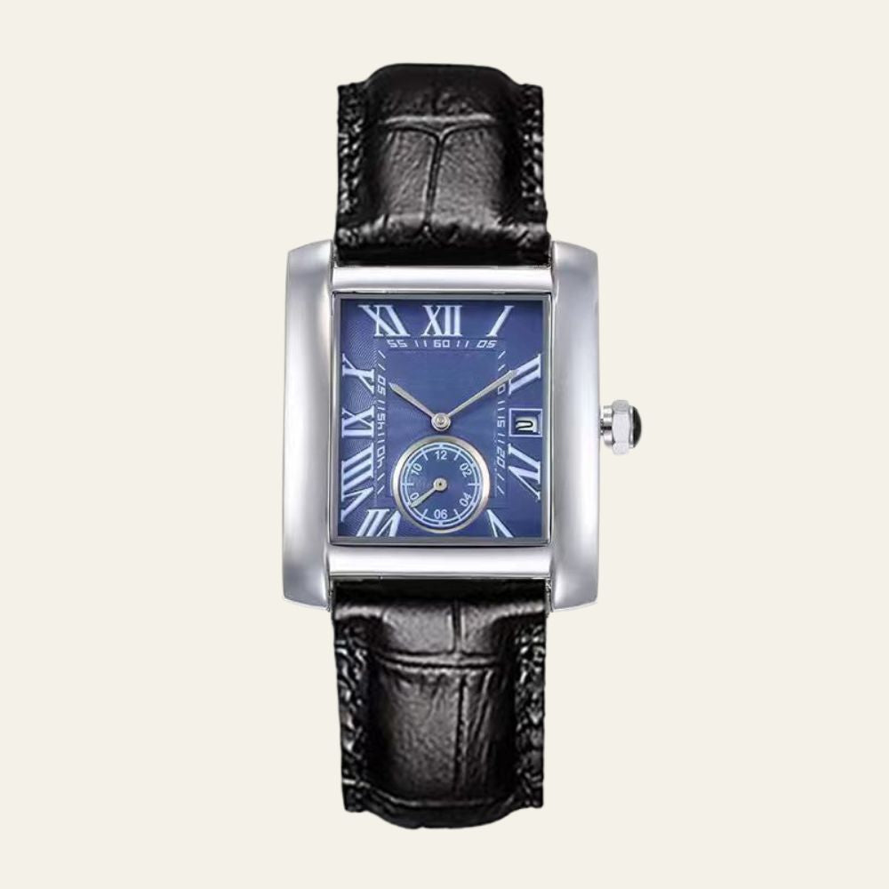 The Bordeaux Leather Rectangular Watch