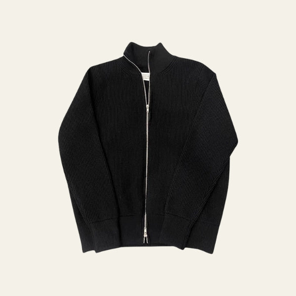 The Novara Ribbed Zip Sweater