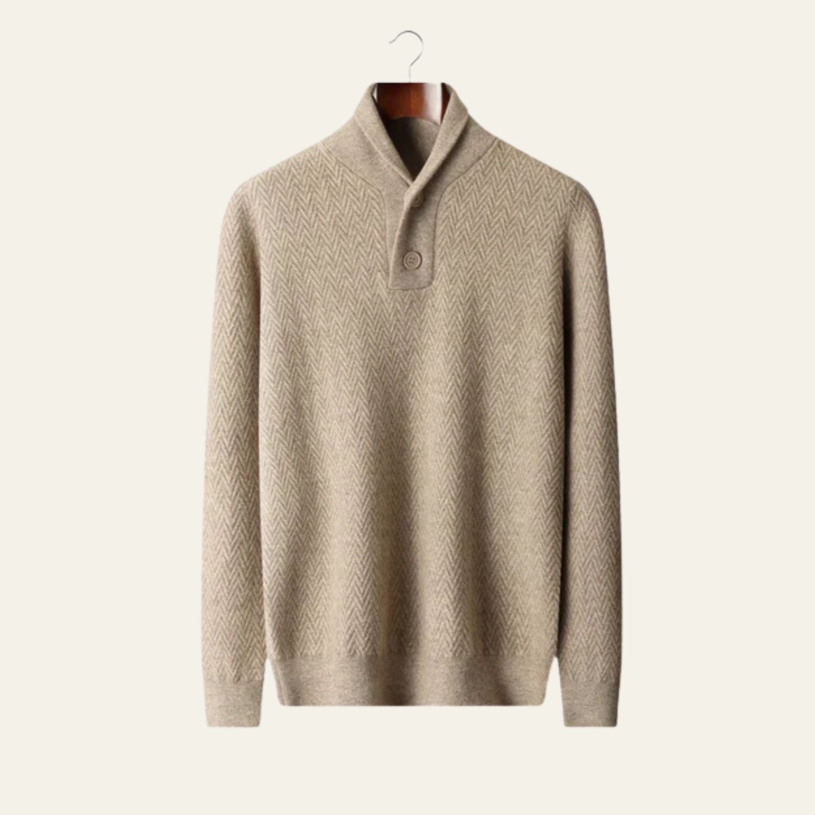 The Vienna Cashmere Zigzag Button Sweater