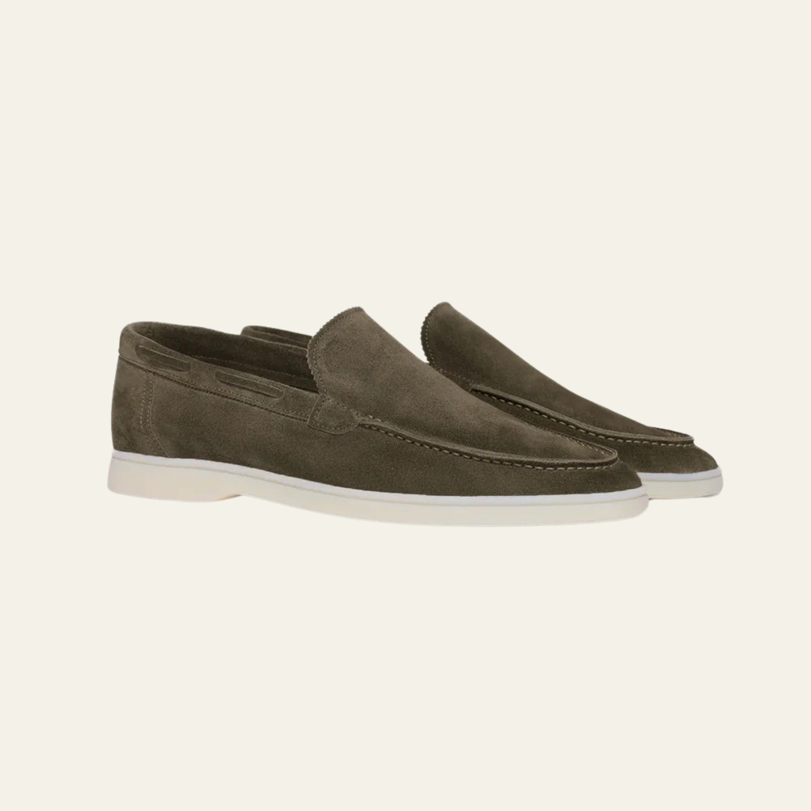 The Ravello Suede Yacht Loafer in Olive