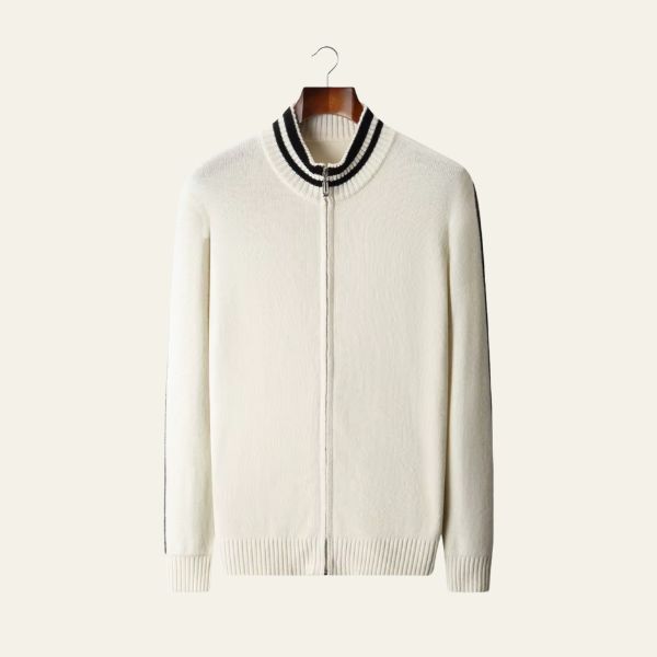 The Bordeaux Merino Wool Zip Knit