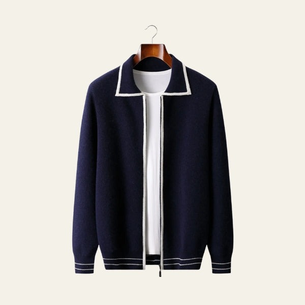 The Portofino Merino Wool Zip Cardigan