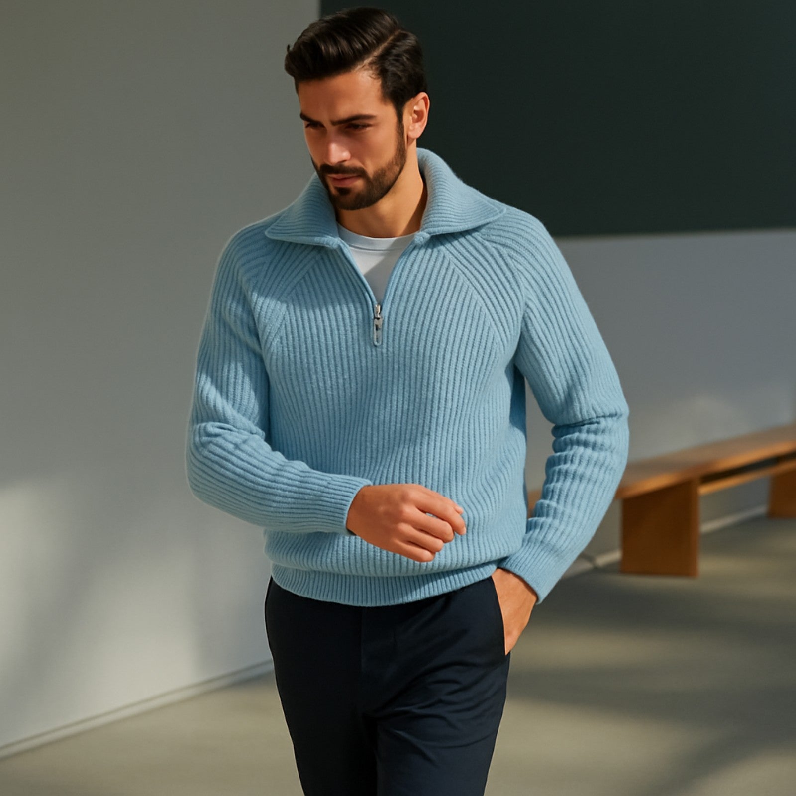 The Kyoto Quarter-Zip Premium Knit Sweater