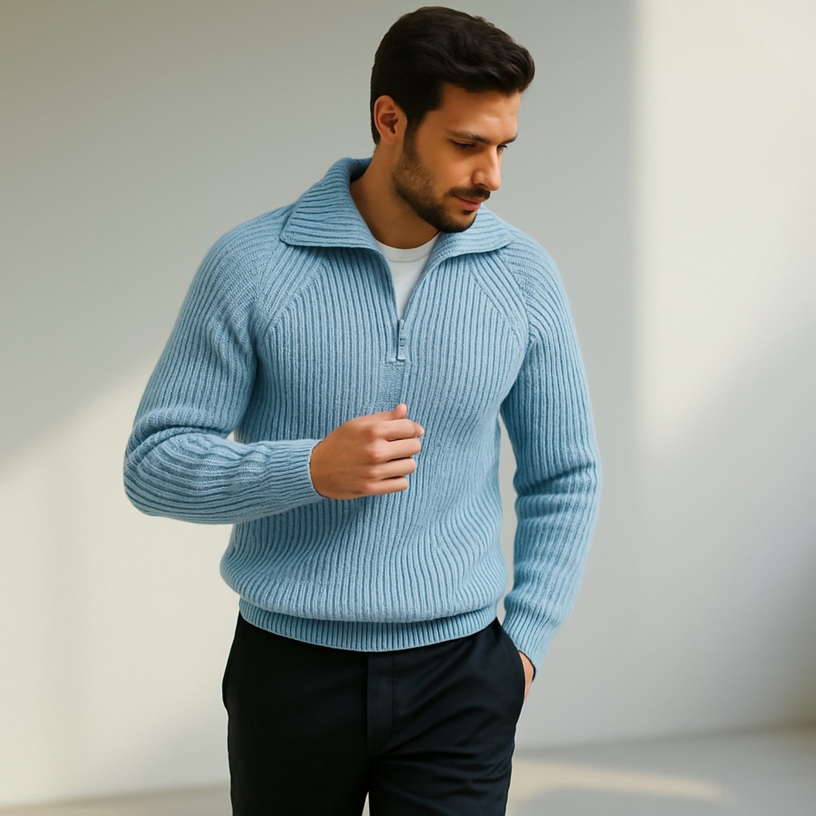 The Kyoto Quarter-Zip Premium Knit Sweater