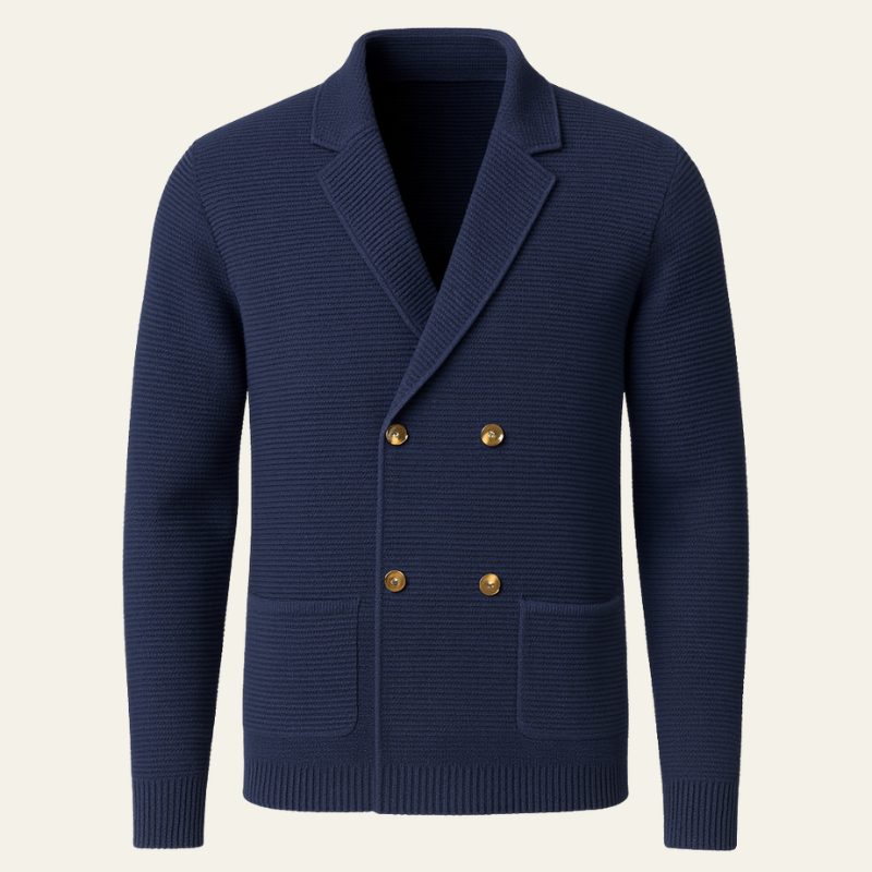 The Bellagio Double-Breasted Knit Cardigan