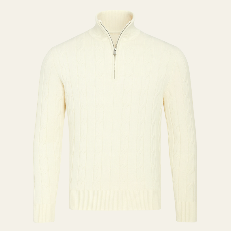 The Savona Cable-Knit Quarter-Zip Pullover